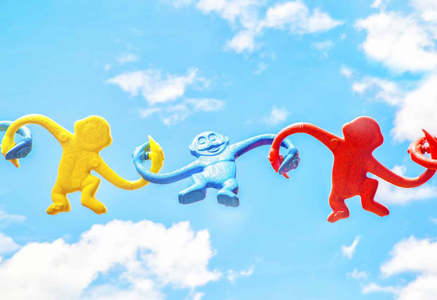 Colorful plastic monkeys