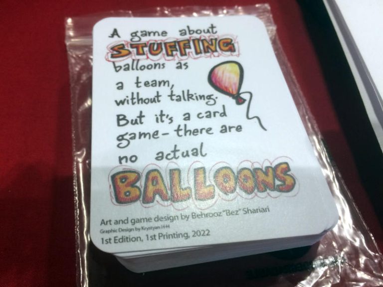A game about stuffing balloons as a team, without talking. But it’s a card game – there are no actual balloons (Saturday Review)