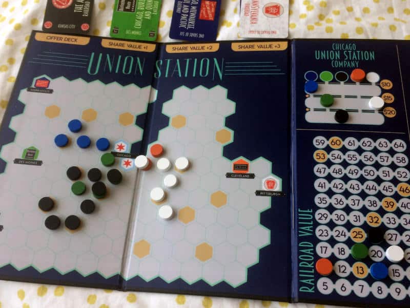 Union Station board, tokens and share cards