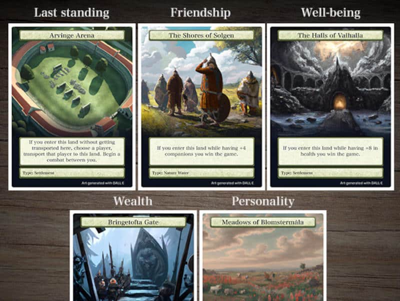 some of the cards featured in Fog of Adventure