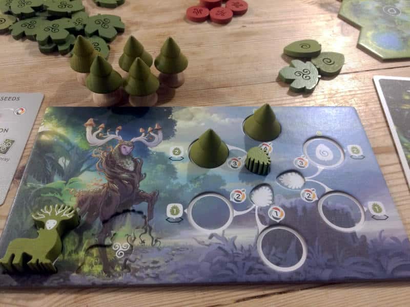 one of the dual-layer player boards from Forests of Pangaia