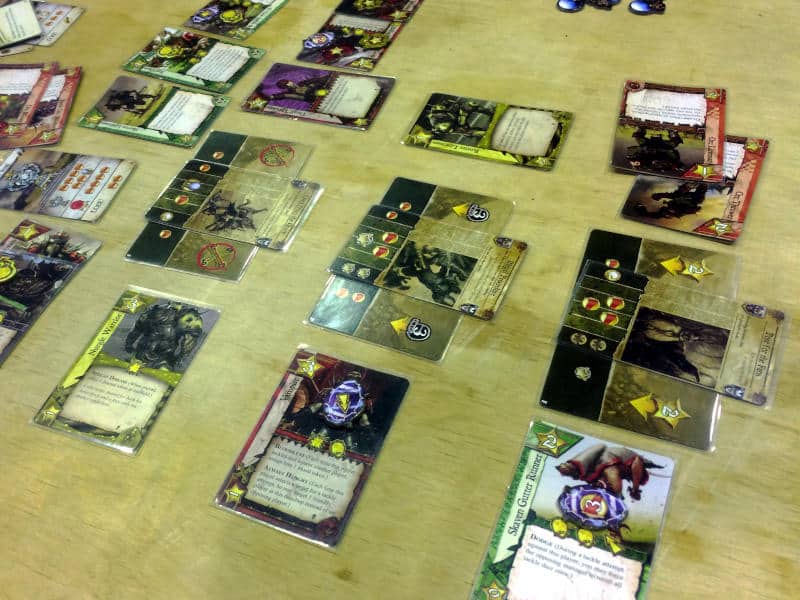 a game of Blood Bowl Team Manager set up