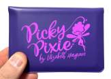 the purple plastic wallet containing the 18 cards of Picky Pixie