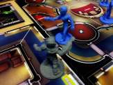 a blue miniature representing Commander Riker and a grey miniature representing Locutus of Borg on the Star Trek: Away Missions modular game board
