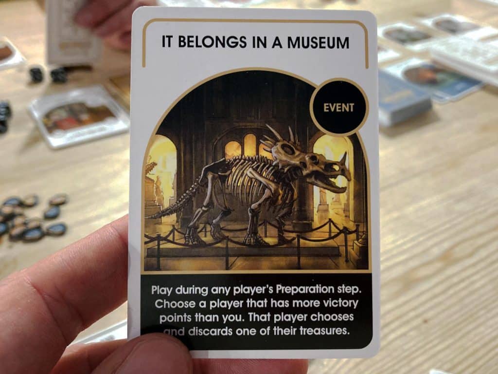 the "It Belongs in a Museum" event card from the box of Undermined! Pairadice City