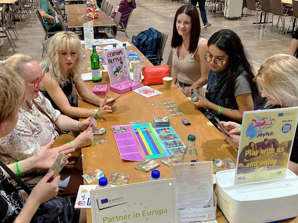 five women playing a prototype game as part of Erasmus+