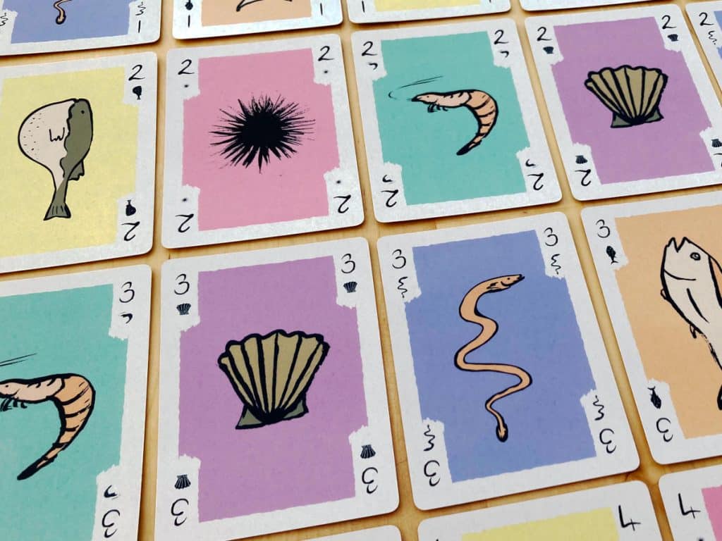 the cards from Sakana Stack laid out in a grid to show off the various illustrations