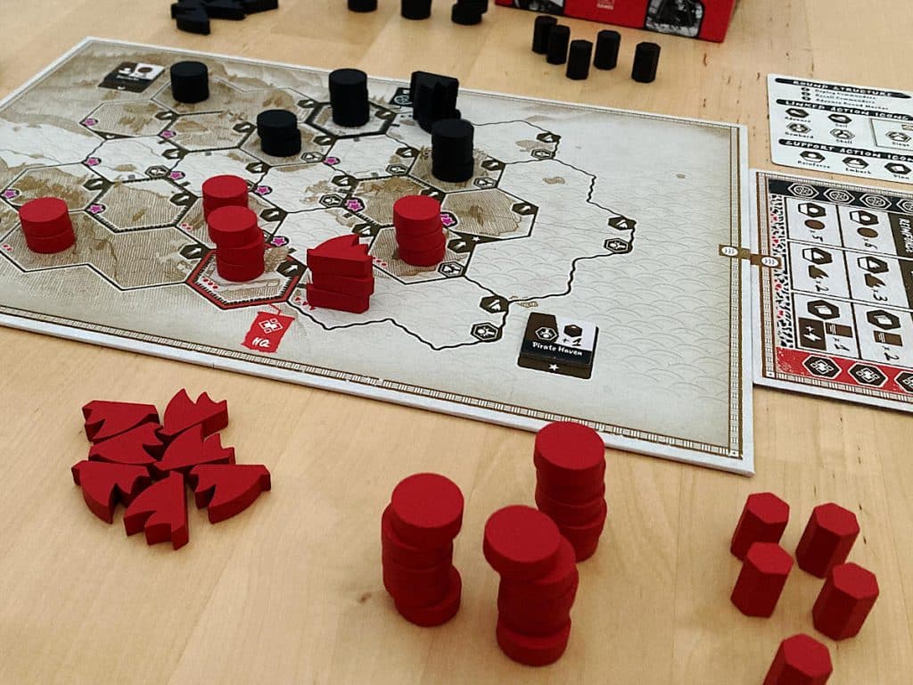 the board of General Orders: Sengoku Jidai, a deck of cards and some of the pieces